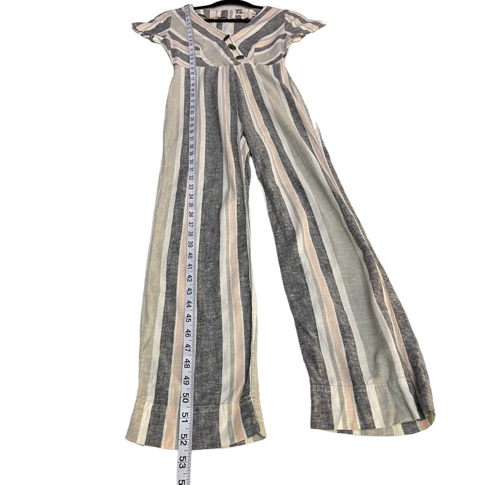 Urban Outfitters Linen striped surplice button Jumpsuit womens size XS - Picture 11 of 16